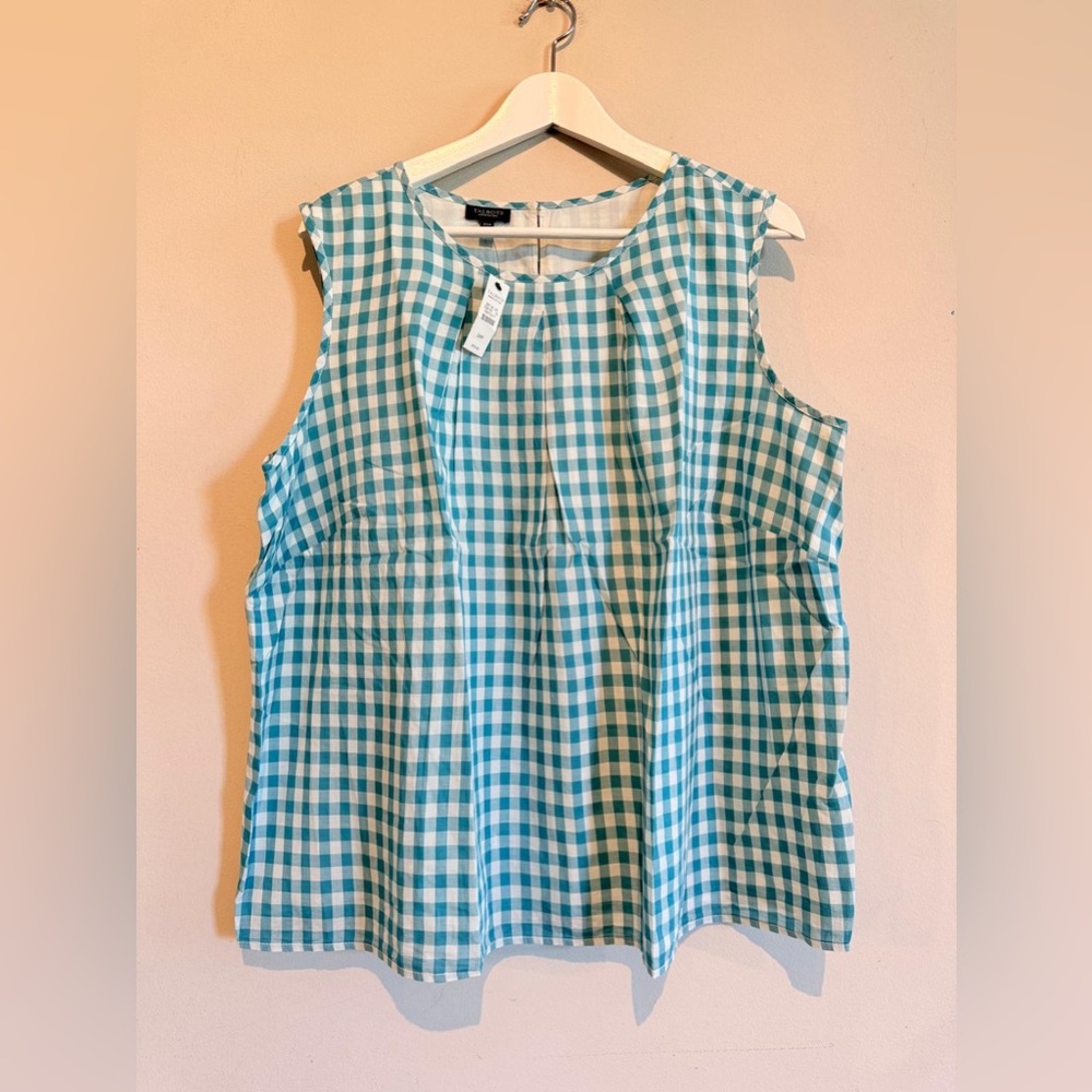 NWT TALBOTS TOP SHIRT WOMEN PLUS
2Xp Gingham 100% Cotton Knit
Sleeveless Summer